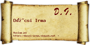 Décsi Irma névjegykártya