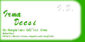 irma decsi business card